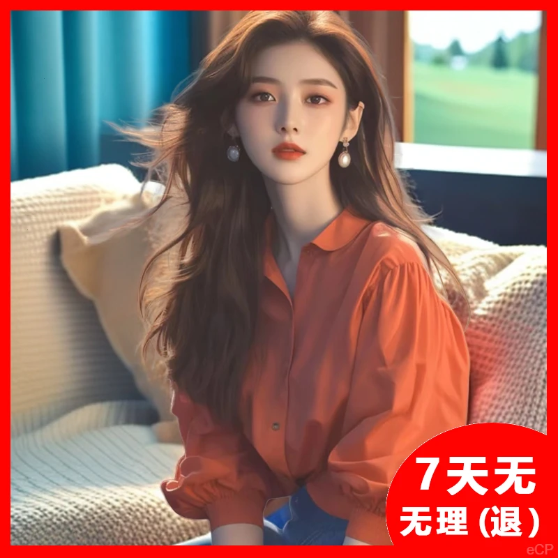 港风小英独特别致小衫高级感上衣洋气减龄绝美衬衣泡泡袖衬衫女