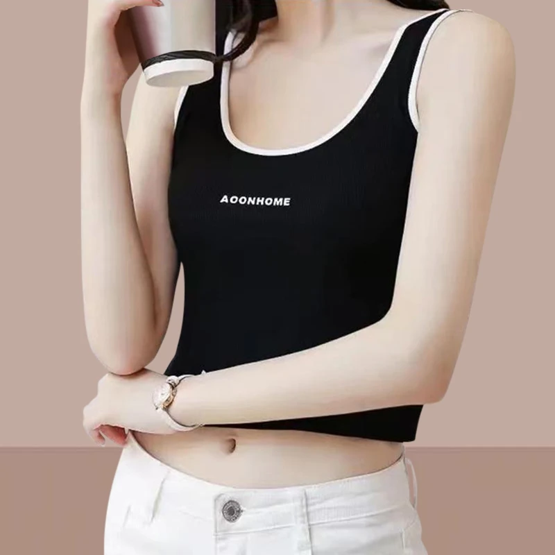设计感黑色字母印花内衣2025流行爆款美背打底衫网红时尚吊带背心