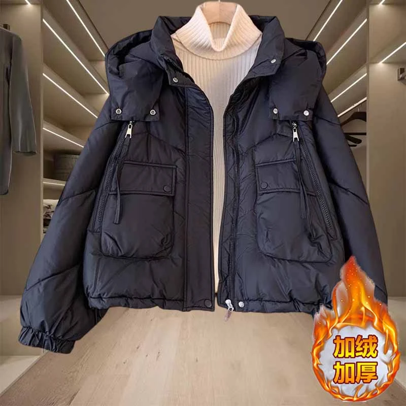 冬季加厚保暖连帽面包棉服潮流女装网红爆款洋气时尚百搭棉袄外套