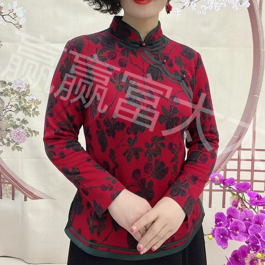 2024新款冬季沙曼珠华改良旗袍衫56款民族风国风复古长袖妈妈装