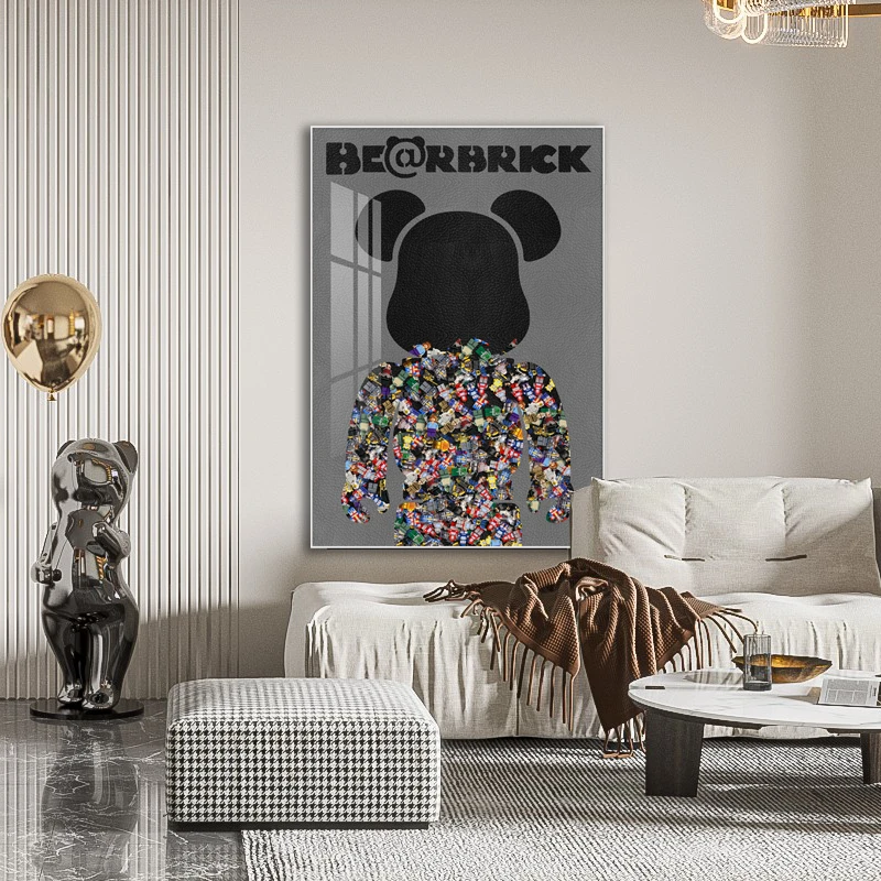BE@RBRICK暴力熊极简轻奢客厅装饰画背景墙挂画玄关装饰画床头画