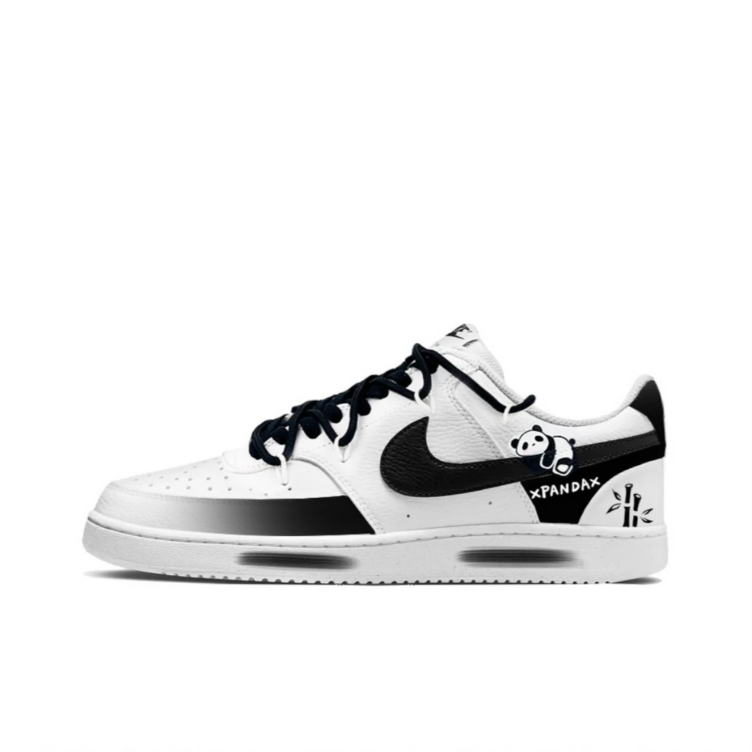 【定制球鞋】Nike耐克Court Vision1 MAY水墨熊猫 渐变国风男款黑白