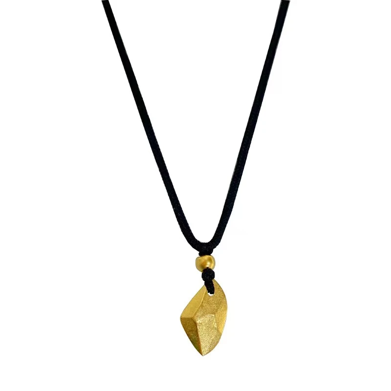 铜合金吊坠 铜合金【许愿石 （ 情侣吊坠 ）+黑色编织绳】项链   百搭