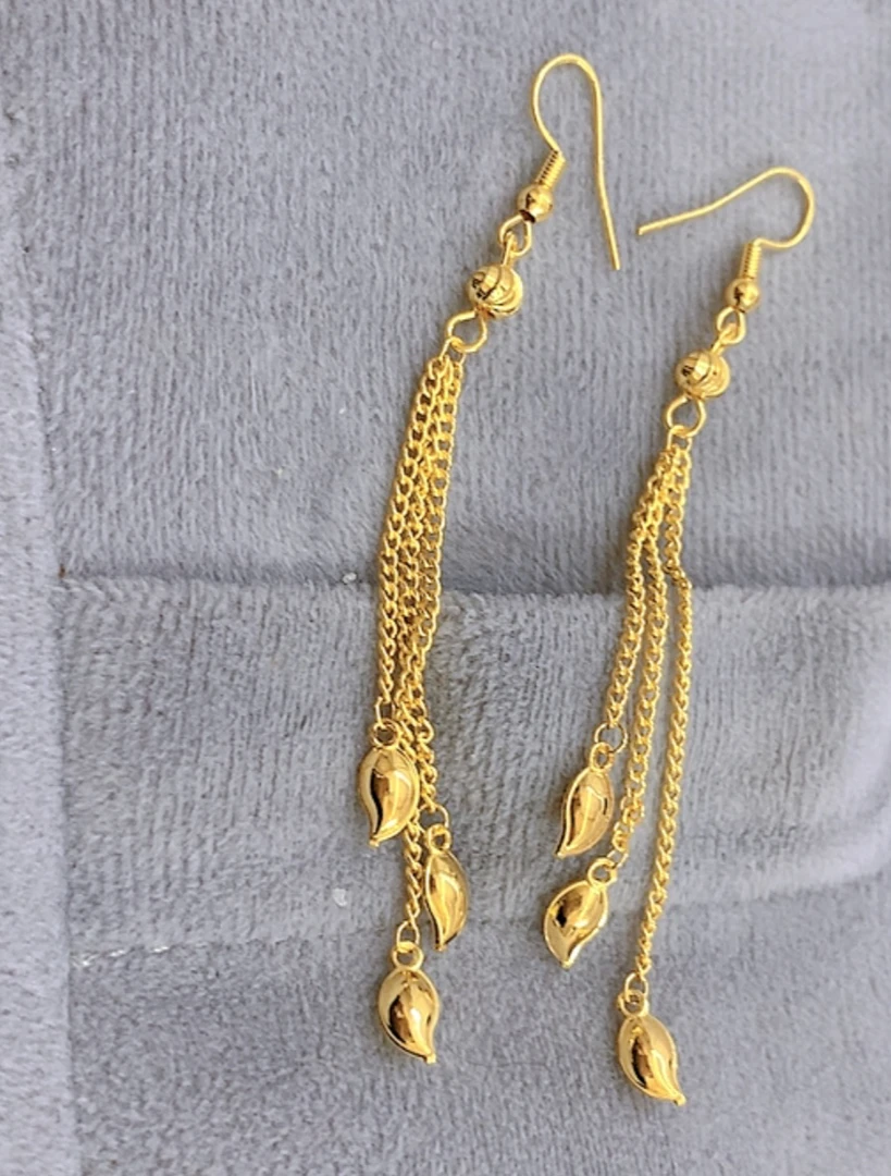 铜合金耳饰 铜合金 【麦粒流苏金色耳勾款】百搭气质长款精美时尚