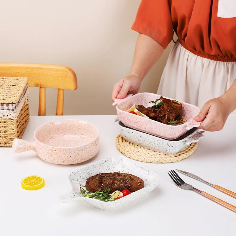 餐具盘子家用创意陶瓷日式菜盘网红简约饭碗水果盘餐盘碟子双耳