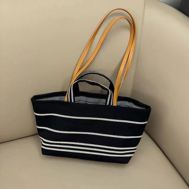 FT-中古条纹休闲托特包#6990
