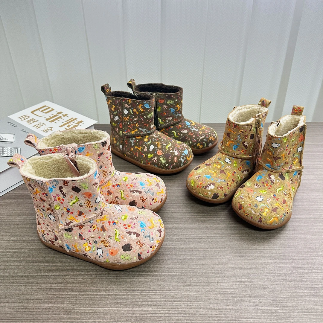 宝宝雪地靴女秋冬季儿童软底学步皮靴棉鞋男小童加绒加厚婴儿靴子