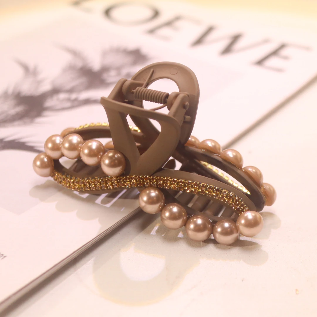 【881】网红爆款简约磨砂美拉德珠珠抓夹气质时尚百搭法式韩版优雅