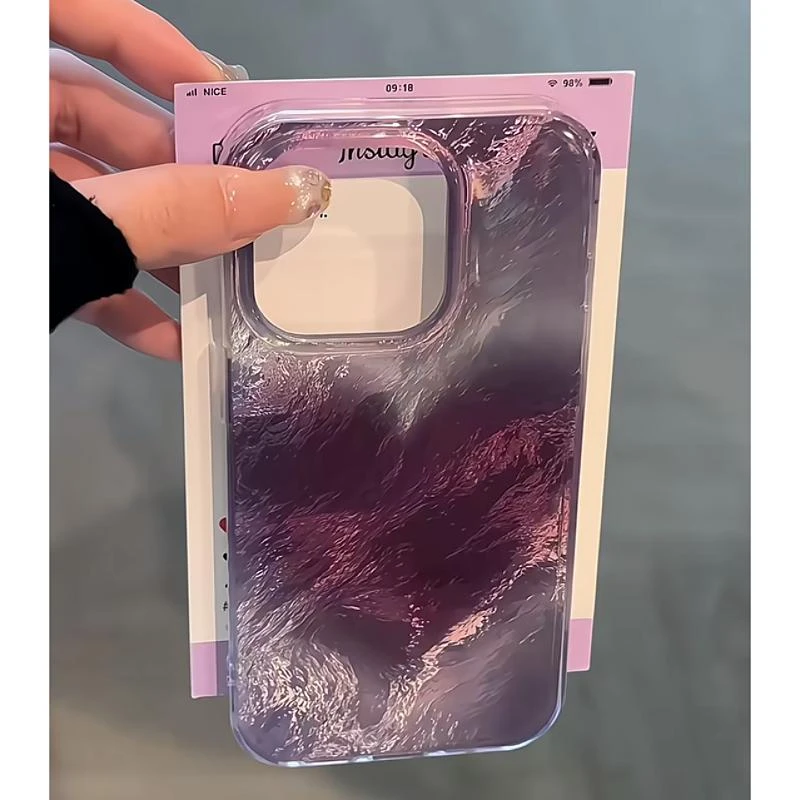 紫色晕染爱心适用苹果15手机壳iphone13/14promax新12软11冰川壳