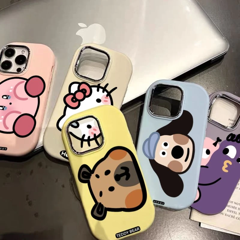 可爱大头卡通苹果15手机壳iphone14promax/12/13磨砂xs软金属胖墩