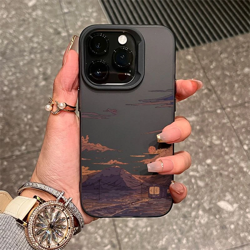 火车夕阳幻影苹果15手机壳iPhone14promax软壳13/12/11大孔xs/xr