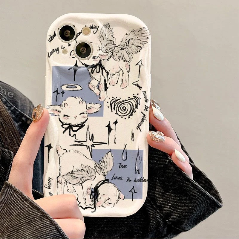 天使小羊小猫iphone15promax苹果xs手机壳13/14软壳12/11奶油壳DC
