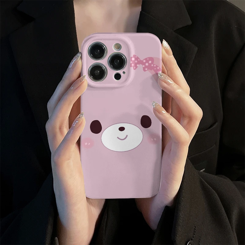 可爱粉色啵啵兔适用苹果华为15iphone14/13promax手机壳12菲林硬