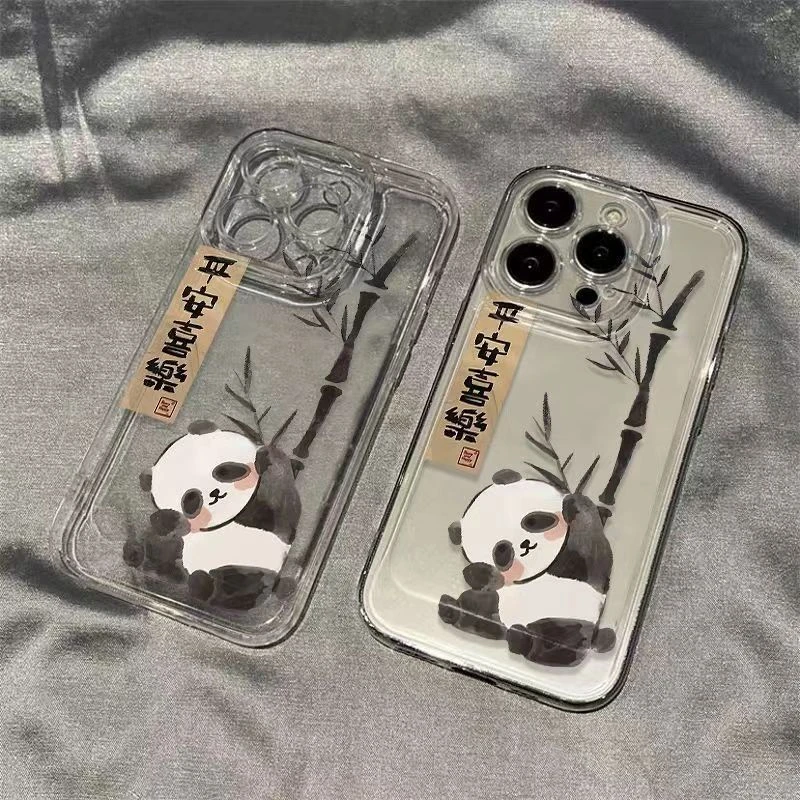 喜乐熊猫苹果oppo小米vivo华为iPhone15手机壳14promax太空软壳13