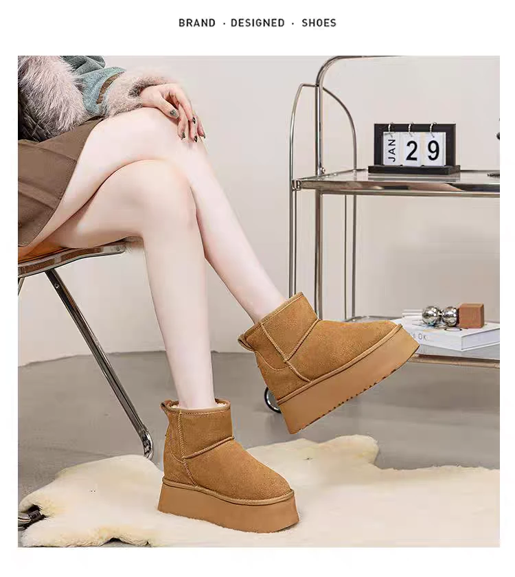 厚底内增高11CM真皮雪地靴女