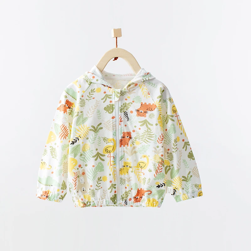 婴儿连帽印花外套儿童夏季薄款纯棉防晒宝宝透气洋气轻薄小童上衣