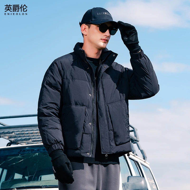 90%绒子男士保暖羽绒服 冬季白鸭绒保暖外套休闲立领上衣YR4060