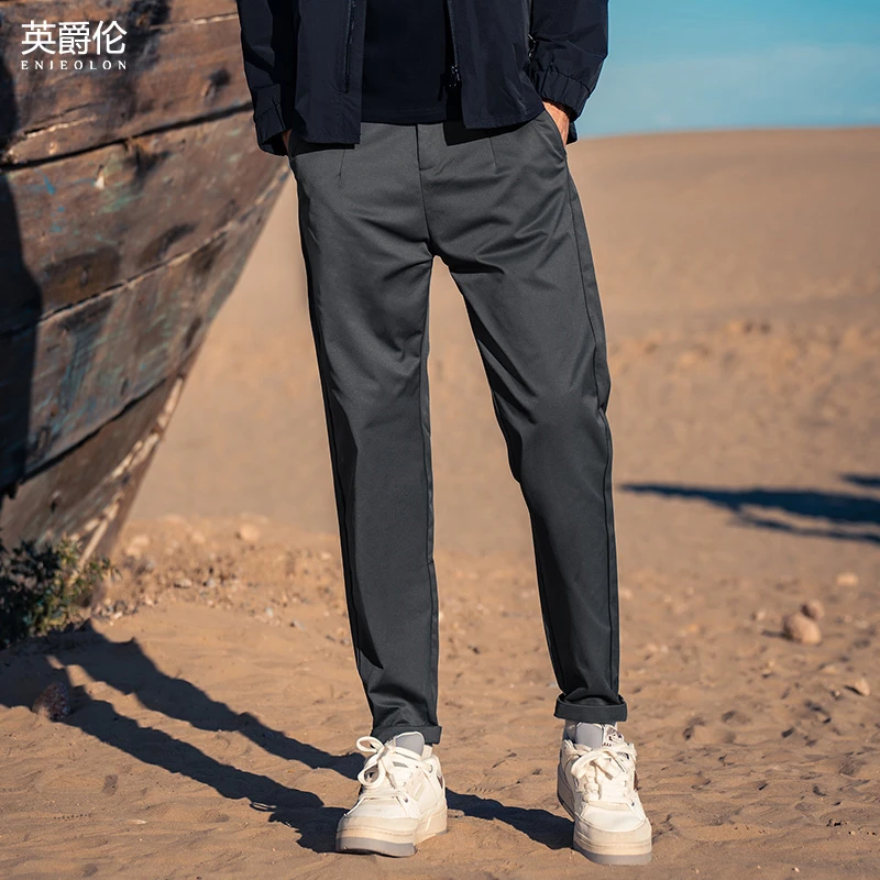 垂顺抗皱休闲长裤男士2023秋冬新款直筒锥形松紧纯色裤子K830
