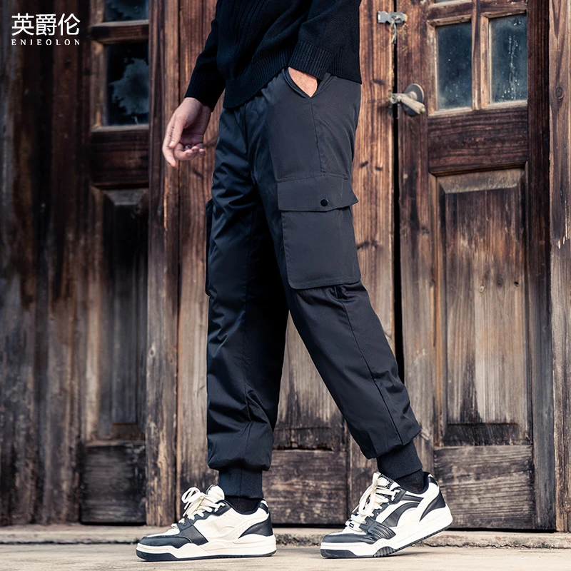 轻暖防寒鸭绒羽绒裤男士2023秋冬新款雪地直筒休闲长裤男裤YK3104