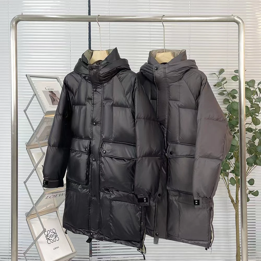 【冬季中长款羽绒服】21996-冬季连帽韩版长款加厚保暖羽绒服W