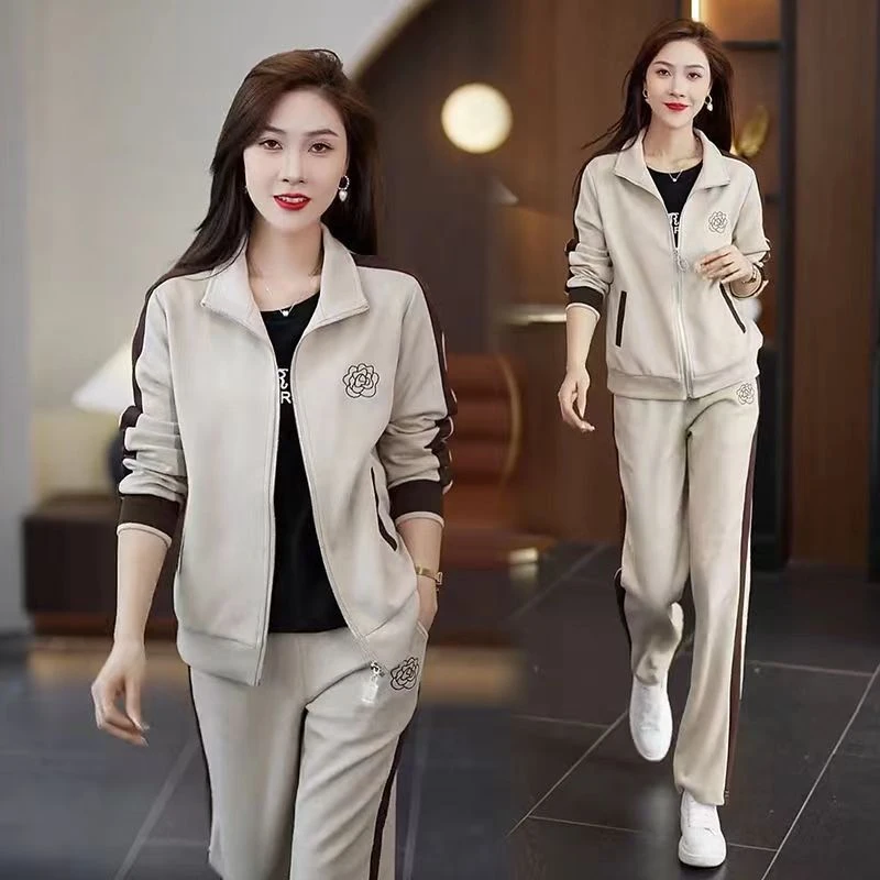 高档妈妈春秋装运动服2024新款外套中老年人女时尚洋气女士套装潮