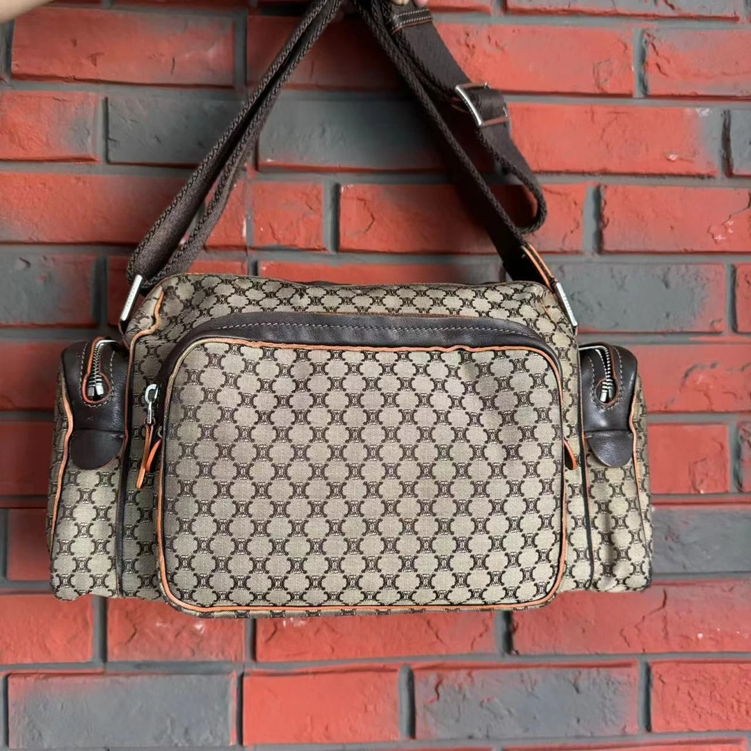 95新 Celine/思琳 凯旋门老花 双口袋机器人相机包男包