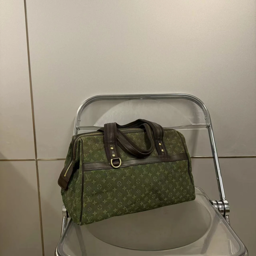 95新 LouisVuitton/路易威登 绿丹宁 36大号波士顿 斜挎男士包
