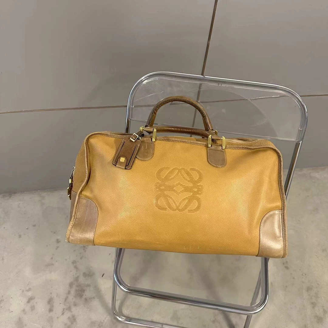 95新 LOEWE/罗意威 落日金棕amz拼色50手提旅行商务包 男包