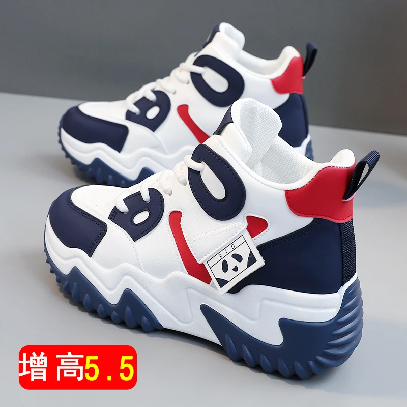 跑步小白鞋女鞋2024春秋高帮老爹鞋潮鞋厚底板鞋女网红女士休闲鞋