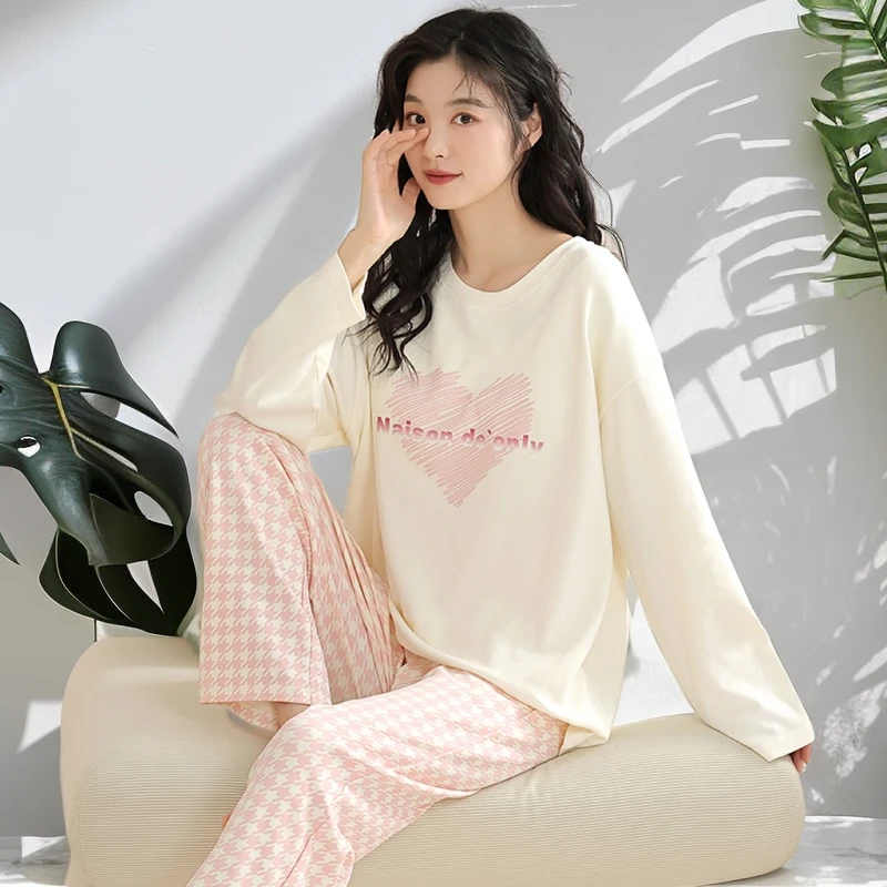 带胸垫睡衣女款爆款2024新款纯棉高级感秋季家居服女可外穿网红