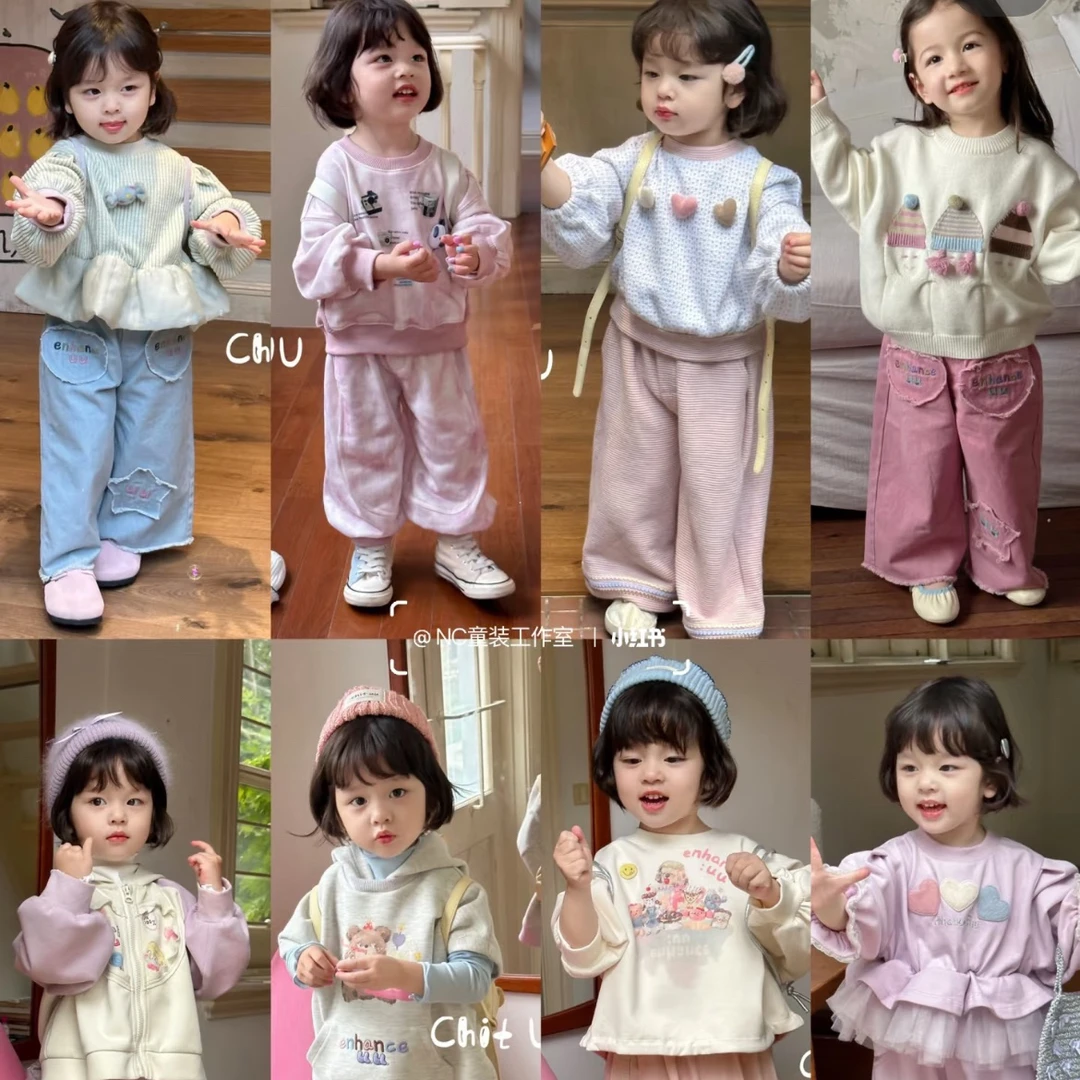 【直播链接福利】韩版女童甜美爱心卫衣套装秋冬时髦儿童服装