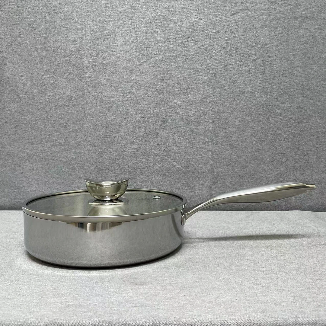 12-036 不锈钢单柄煎锅 26*6CM 带盖重约1.73KG