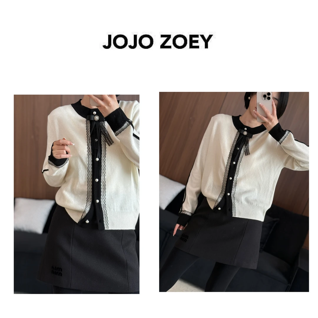 JOJO ZOEY 古典气质~短款小香风珍珠扣针织开衫外套zz-2983