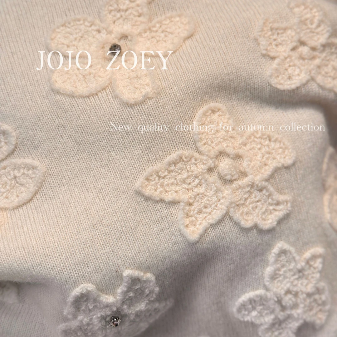 JOJO ZOEY【清仓NO退换】花朵针织套头简约时尚纯色针织衫zz-2515