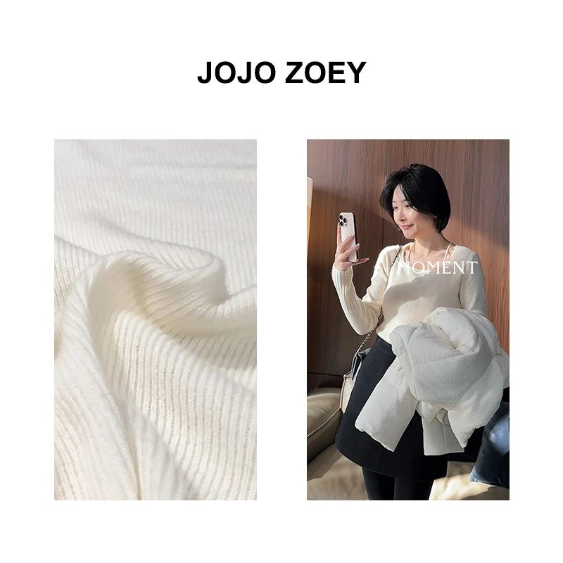 JOJO ZOEY 【清仓NO退换】~小心机露锁骨圆领针织内搭zz-3002