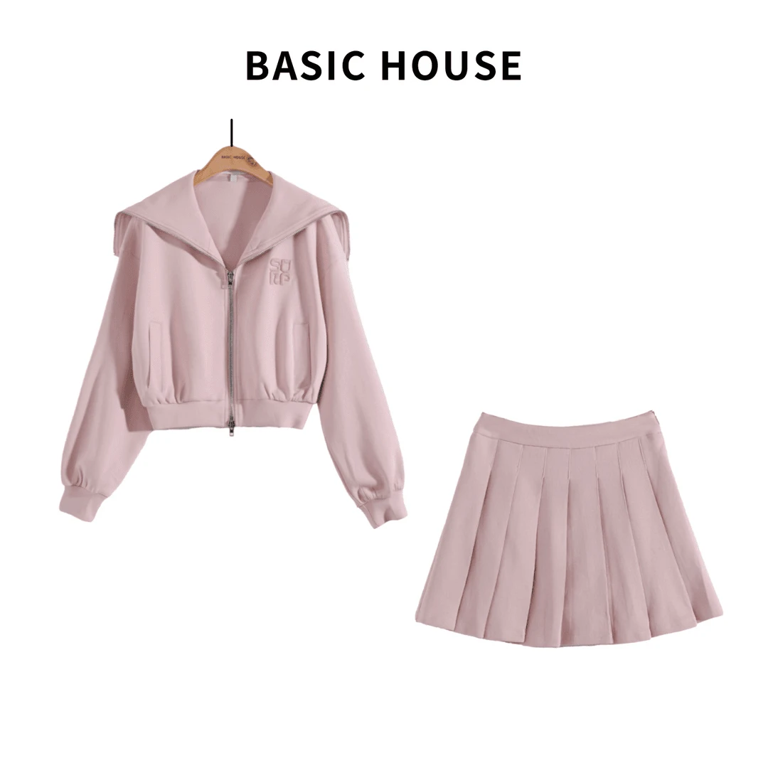 Basic House/百家好JH小个子短款时尚休闲显瘦宽松卫衣套装裙G992