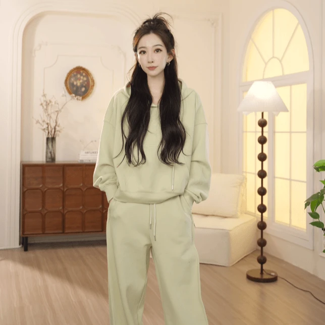 Basic House/百家好TS24春秋时尚休闲风感波粒运动卫衣套装