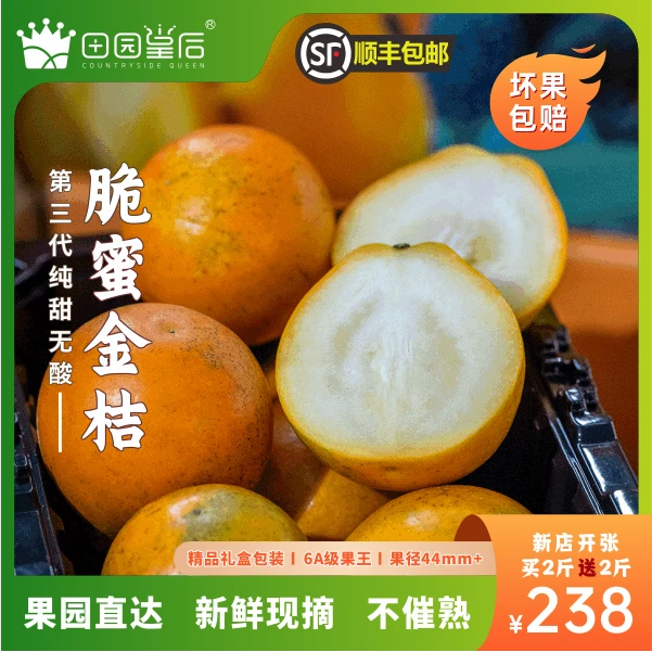 田园皇后【精品礼盒装1】融安脆密金桔买3送1共4斤