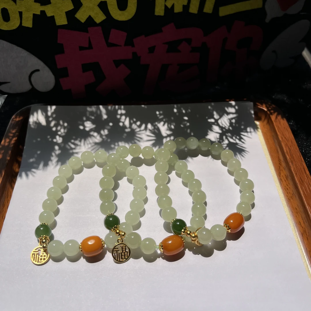 【中国好珍宝】TZ306和田玉925银晴水手串8,mm多样性/发一件