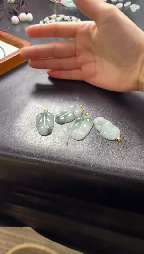 【闪购商品】翡翠52#-A1-623叶子18K金镶嵌多样性/发一件