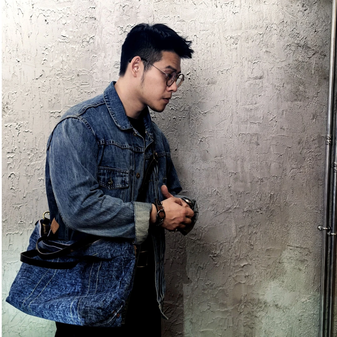 INGAIR硬野原创Redline  手工线日牛赤耳单宁牛仔手提斜挎44*29