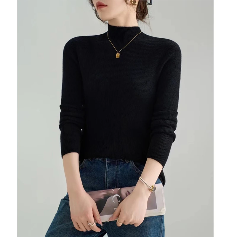 淼淼2024年冬新款时尚百搭修身针织衫羊毛长袖打底衫G1CJ91G1878