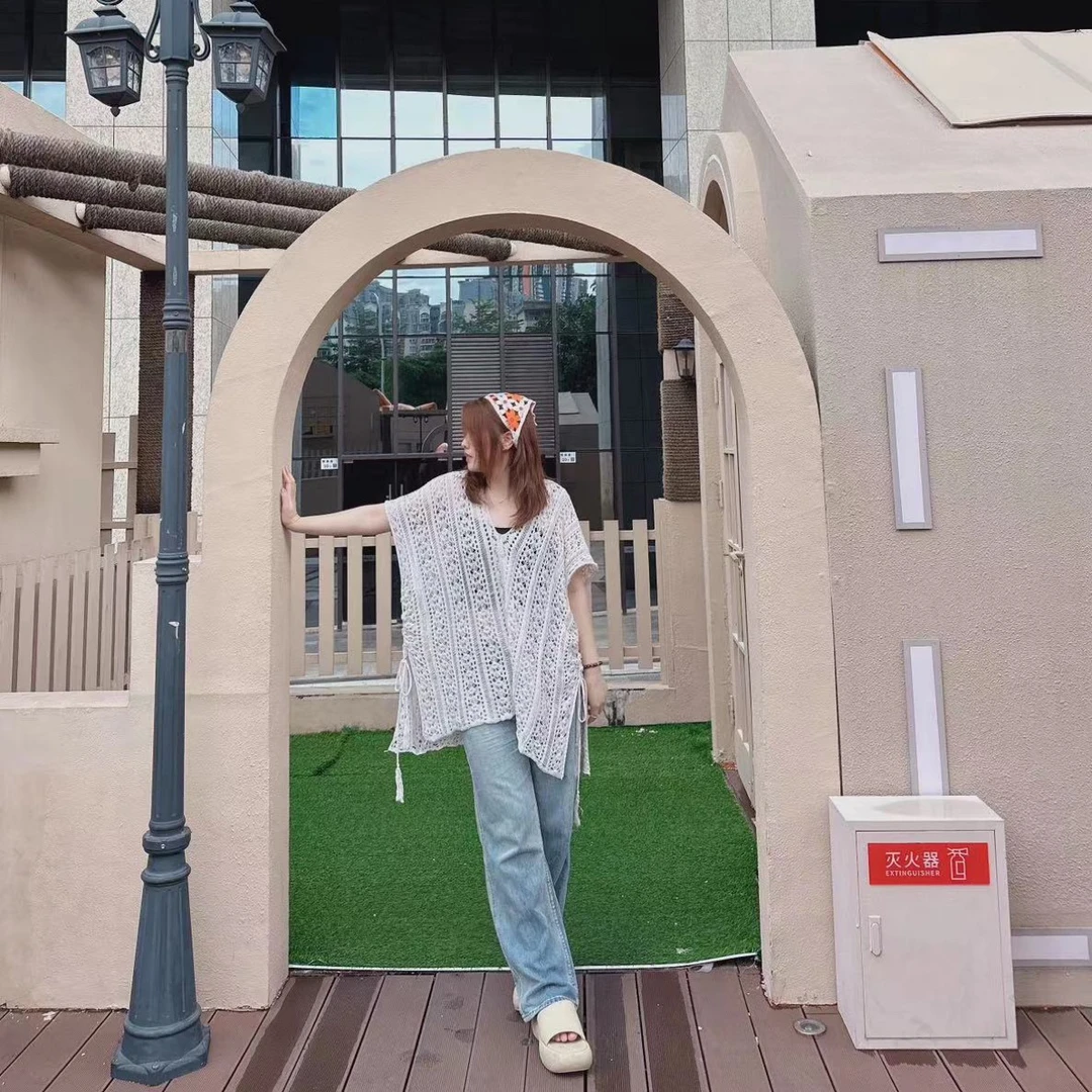 夏季针织衫时尚休闲慵懒风百搭宽松圆领网红韩版毛衫长袖开衫