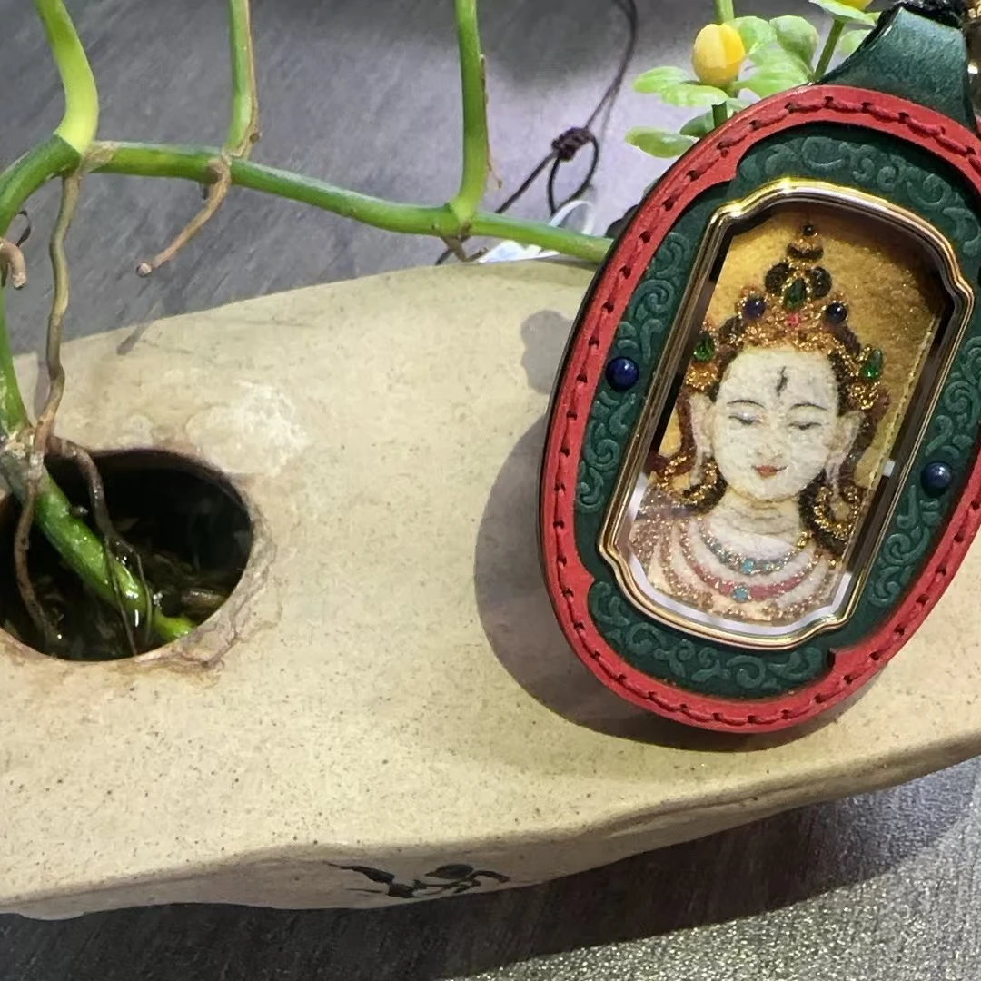 非金属布艺项链 手工宝石唐卡绿度母白度母项链 A3SWZ