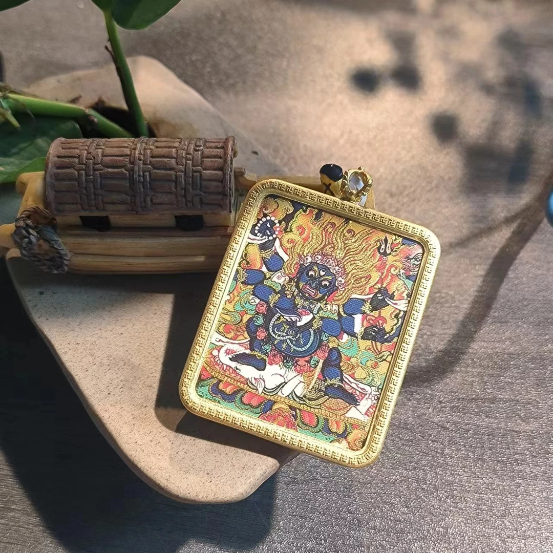 合金布艺吊坠 唐卡彩大黑天单挂坠