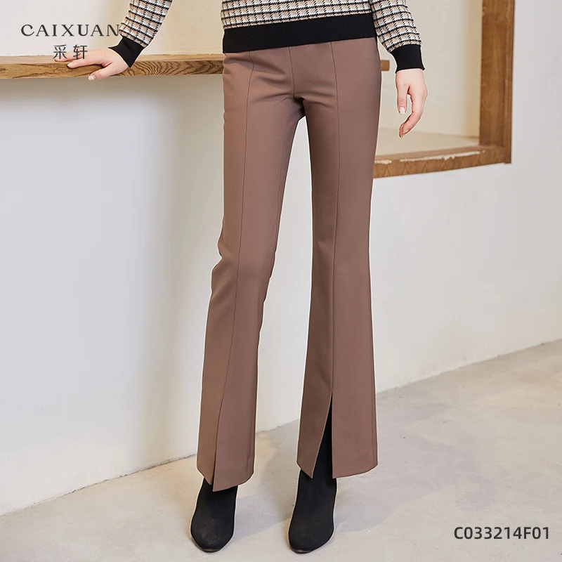 高腰显瘦开叉微喇裤女春秋新款垂感修身休闲裤