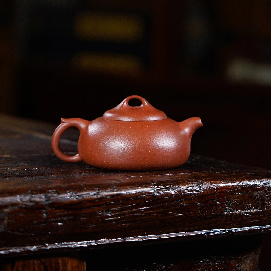 过桥扁腹180cc红降坡正宗宜兴纯手工原矿紫砂壶0663泡茶壶