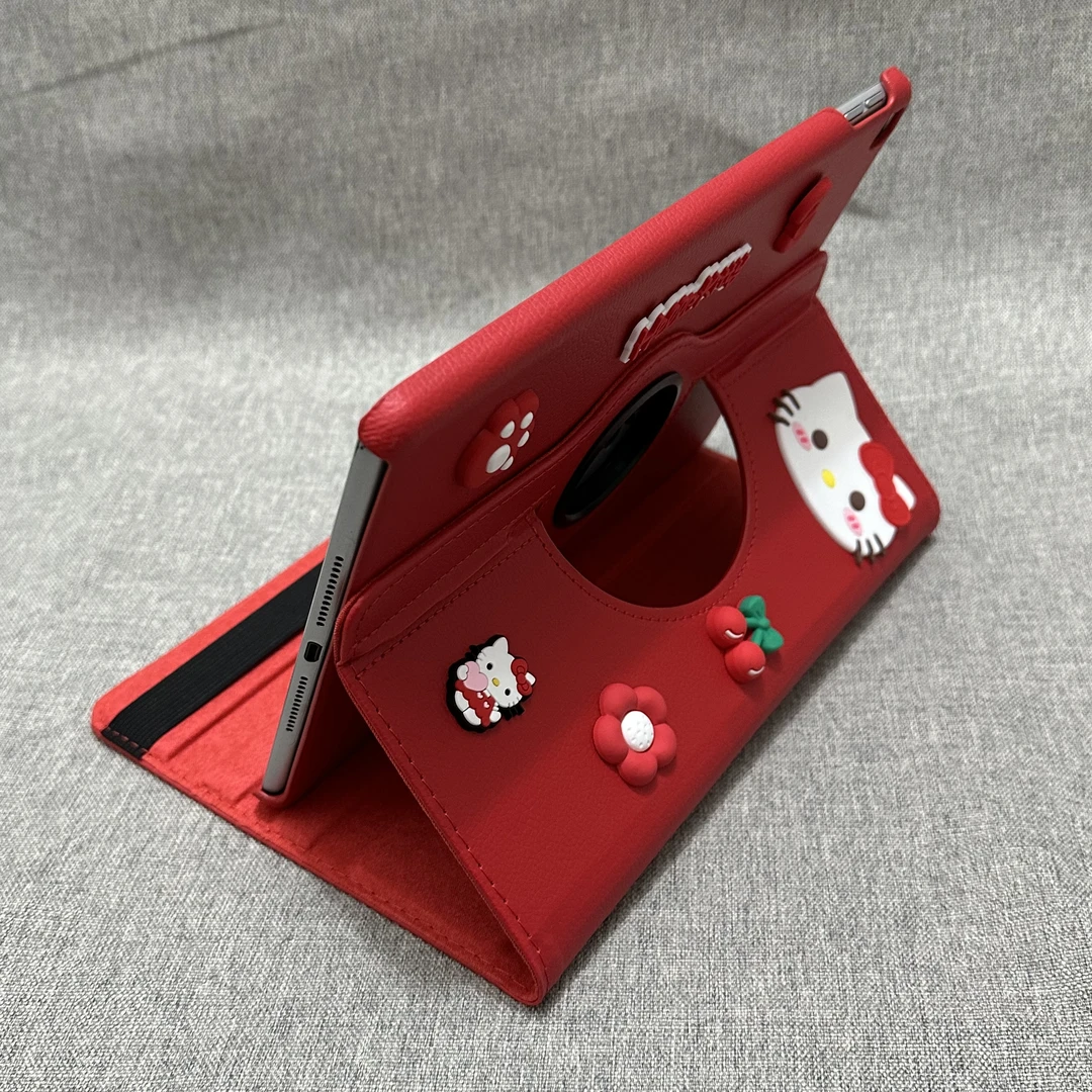 立体凯蒂猫diy贴纸360度旋转ipad10代保护套10.2/Pro11皮套Air6/5