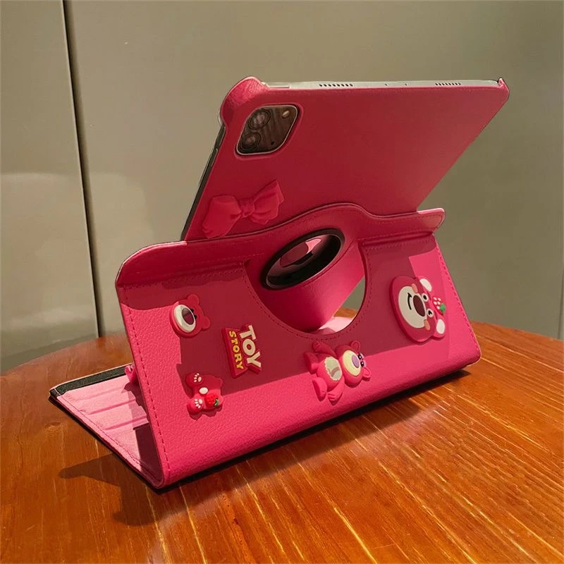 草莓熊diy贴纸360度旋转ipad10代保护套10.2/Pro11/皮套Air5/4/3