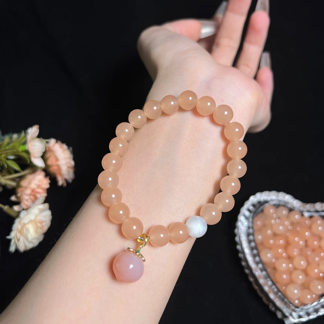 桃子汽水8m(散珠+配件)-柚子珠宝天然玉石散珠手串DIY